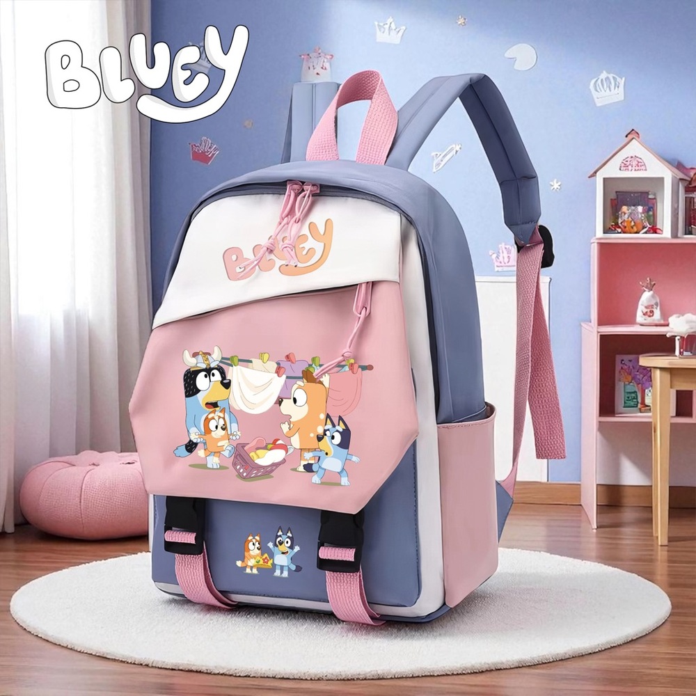 Mini Pink Blue- Bluey Bingo Backpack Toddler School Bag | Waterproof Gift